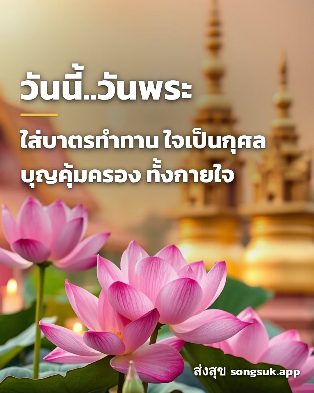 รูปอวยพร วันนี้..วันพระ
ใส่บาตรทำทาน ใจเป็นกุศล
บุญคุ้มครอง ทั้งกายใจ จากส่งสุข