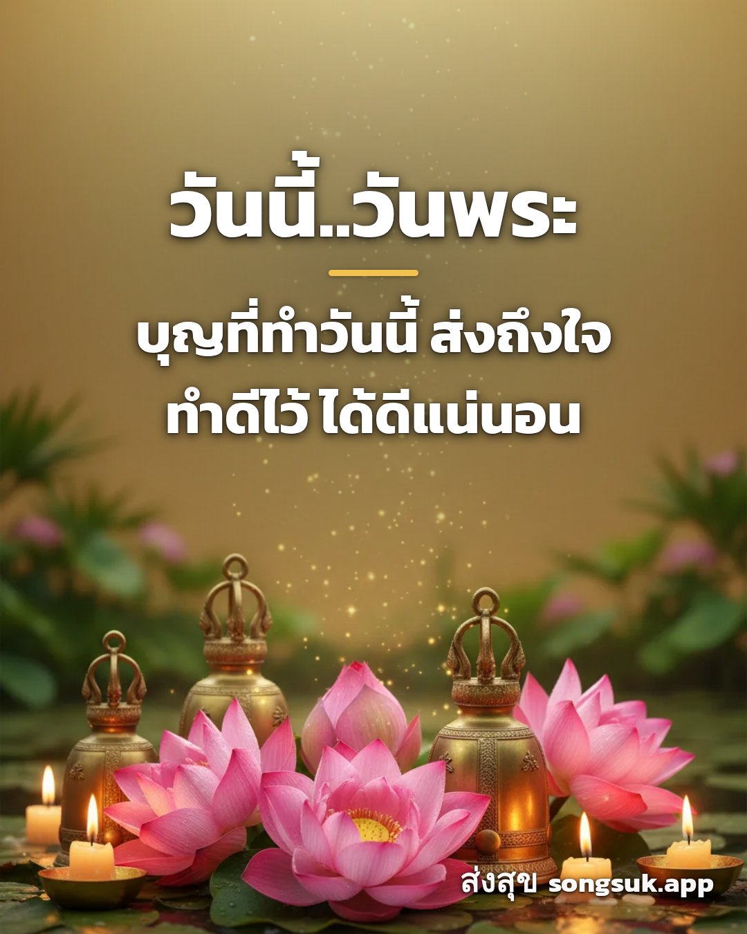 รูปอวยพร วันนี้..วันพระ
บุญที่ทำวันนี้ ส่งถึงใจ
ทำดีไว้ ได้ดีแน่นอน จากส่งสุข