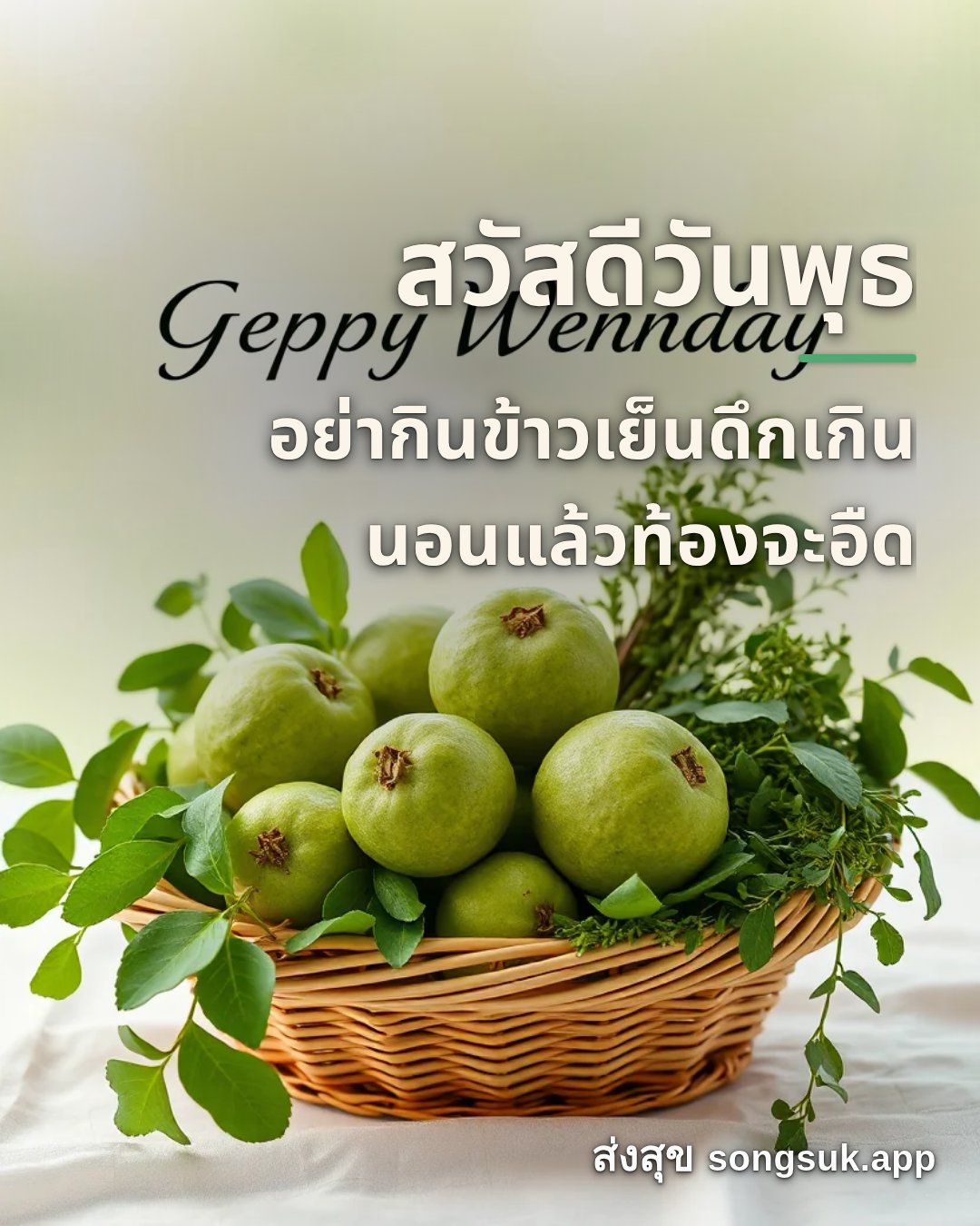 รูปอวยพร สวัสดีวันพุธ
อย่ากินข้าวเย็นดึกเกิน
นอนแล้วท้องจะอืด จากส่งสุข