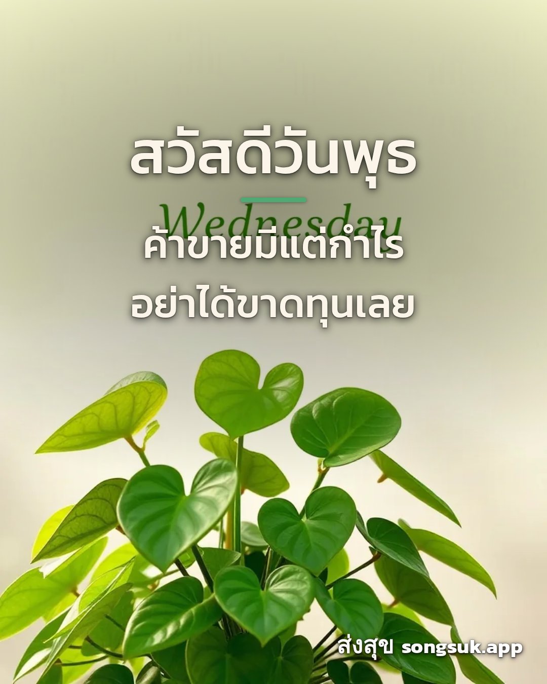 รูปอวยพร สวัสดีวันพุธ
ค้าขายมีแต่กำไร
อย่าได้ขาดทุนเลย จากส่งสุข