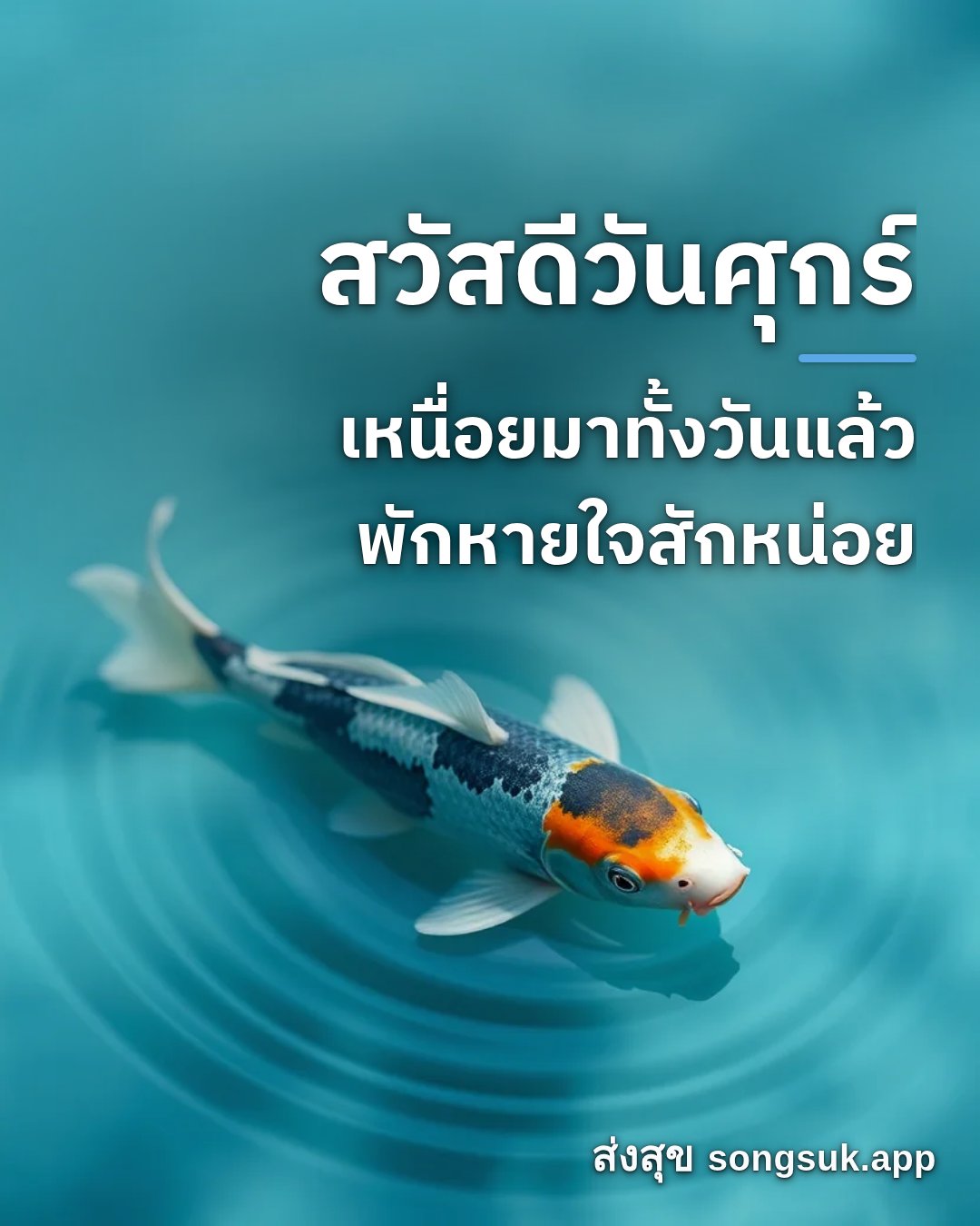 รูปอวยพร สวัสดีวันศุกร์
เหนื่อยมาทั้งวันแล้ว
พักหายใจสักหน่อย จากส่งสุข