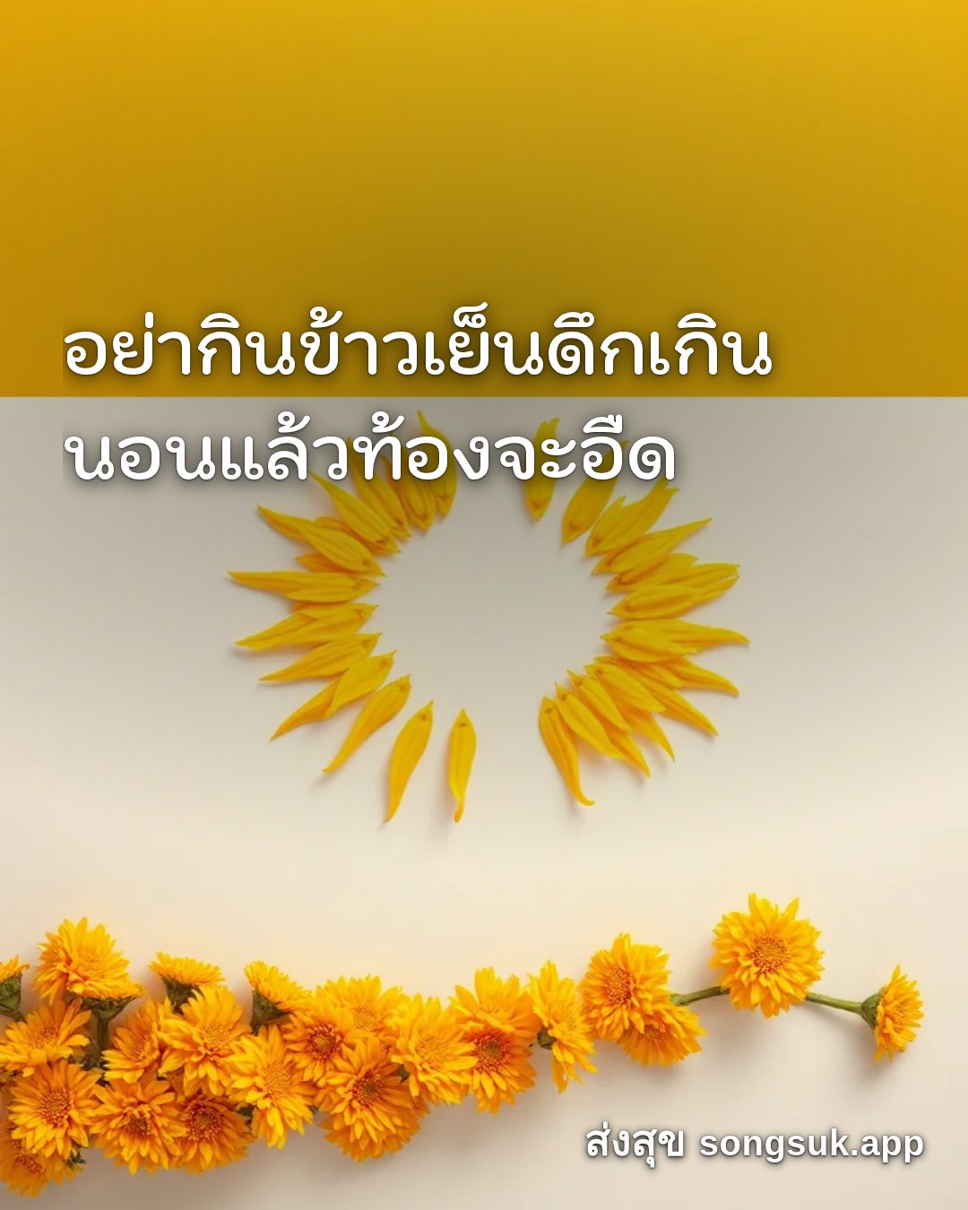 รูปอวยพร สวัสดีวันจันทร์
อย่ากินข้าวเย็นดึกเกิน
นอนแล้วท้องจะอืด จากส่งสุข