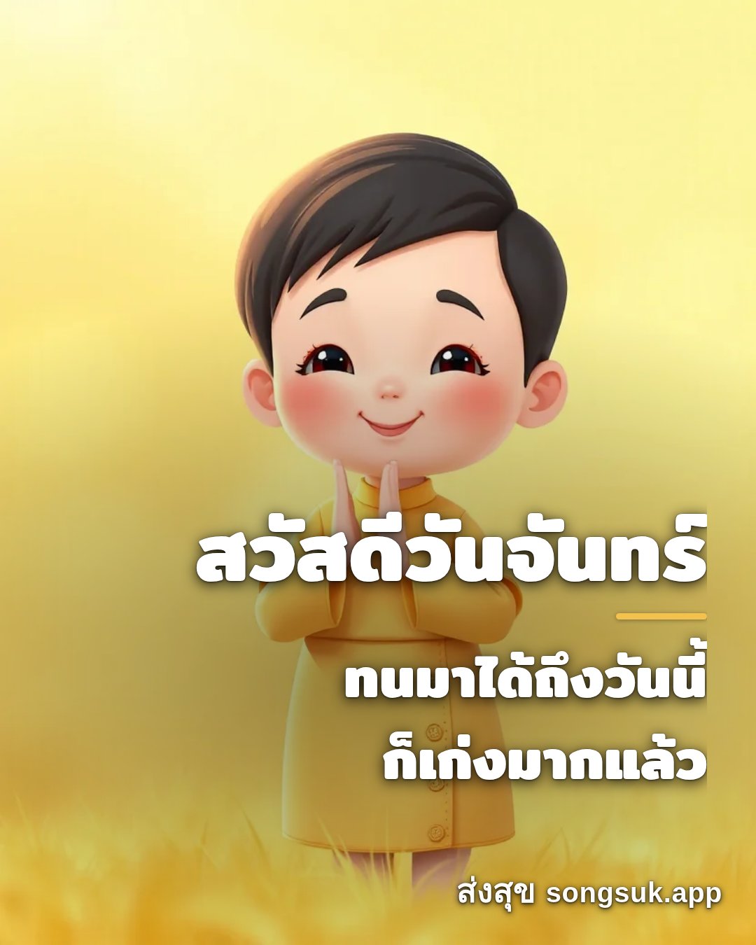รูปอวยพร สวัสดีวันจันทร์
ทนมาได้ถึงวันนี้
ก็เก่งมากแล้ว จากส่งสุข