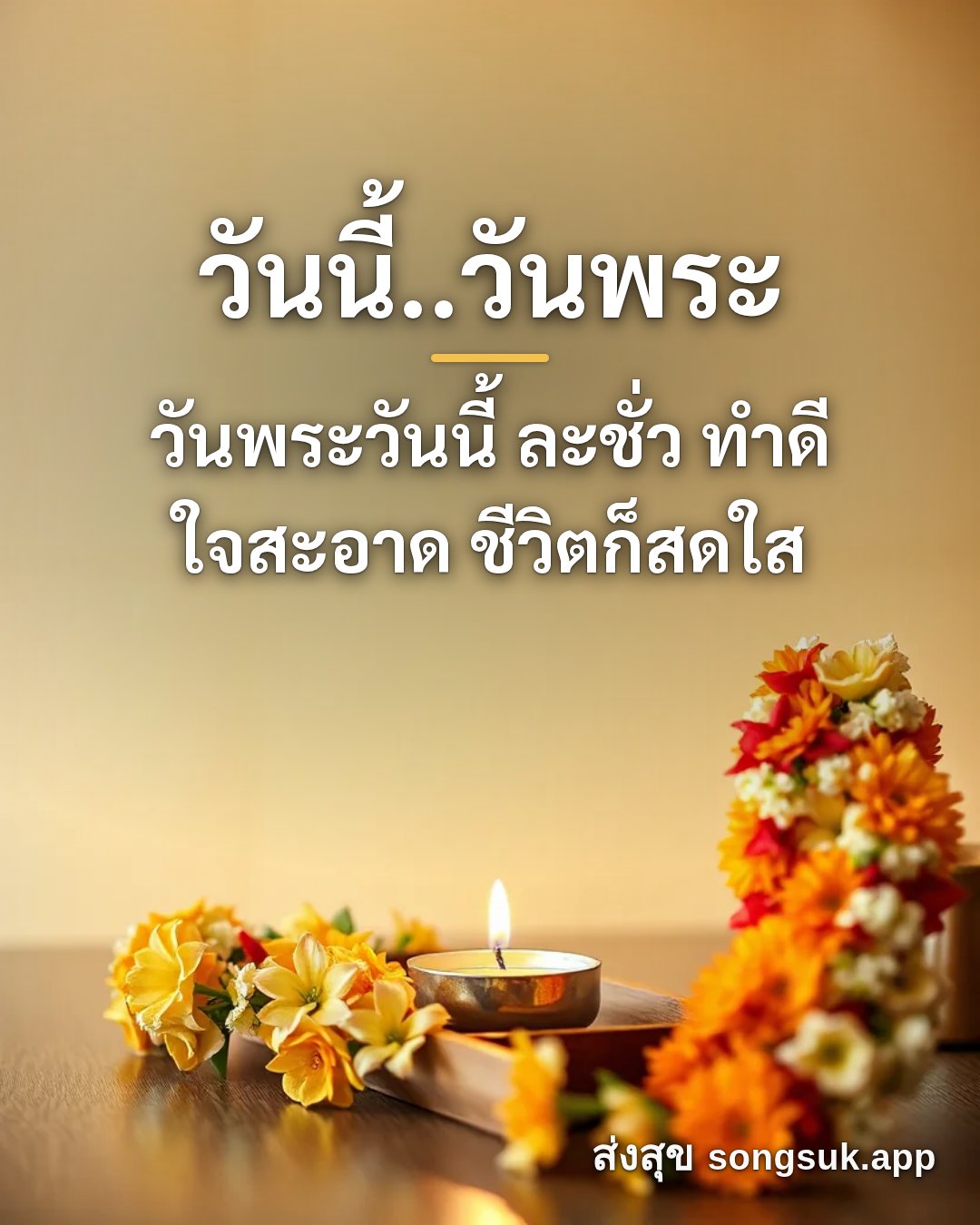 รูปอวยพร วันนี้..วันพระ
วันพระวันนี้ ละชั่ว ทำดี
ใจสะอาด ชีวิตก็สดใส จากส่งสุข