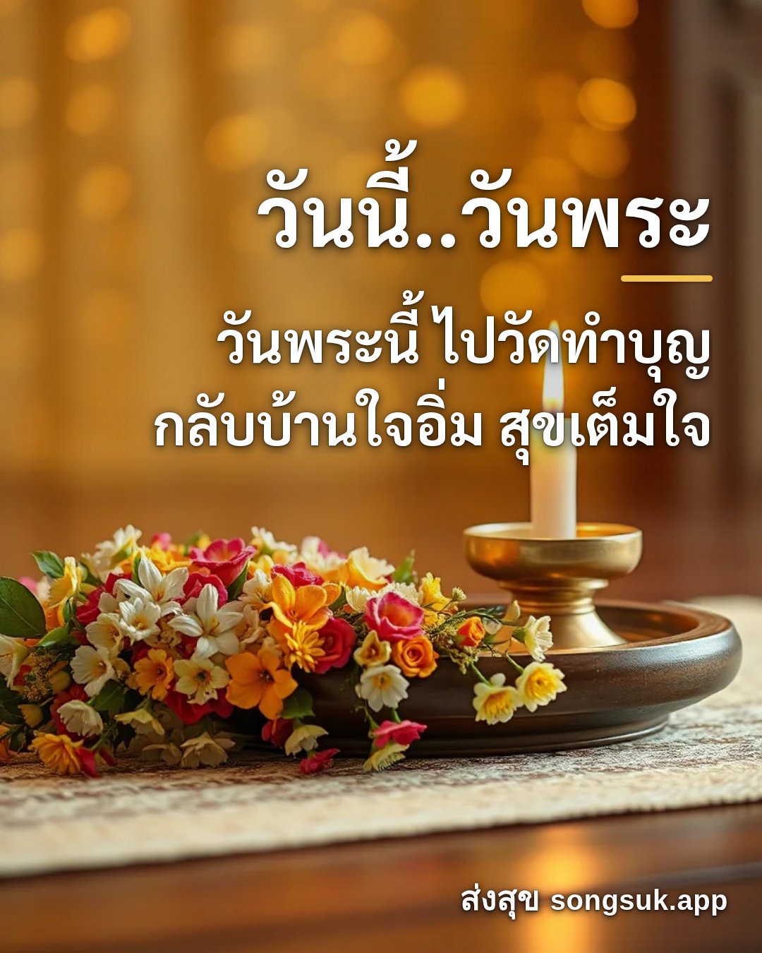 รูปอวยพร วันนี้..วันพระ
วันพระนี้ ไปวัดทำบุญ
กลับบ้านใจอิ่ม สุขเต็มใจ จากส่งสุข