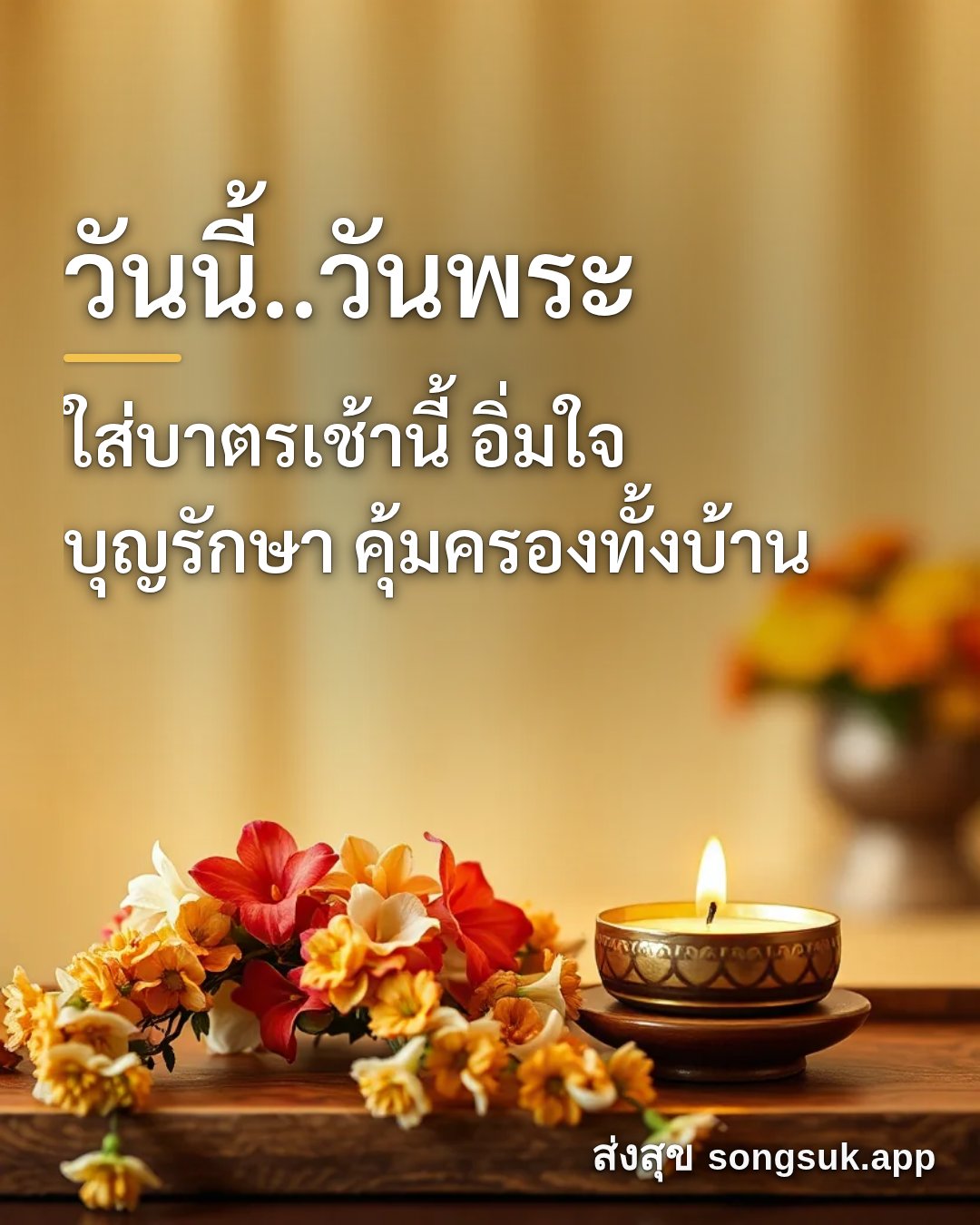 รูปอวยพร วันนี้..วันพระ
ใส่บาตรเช้านี้ อิ่มใจ
บุญรักษา คุ้มครองทั้งบ้ จากส่งสุข