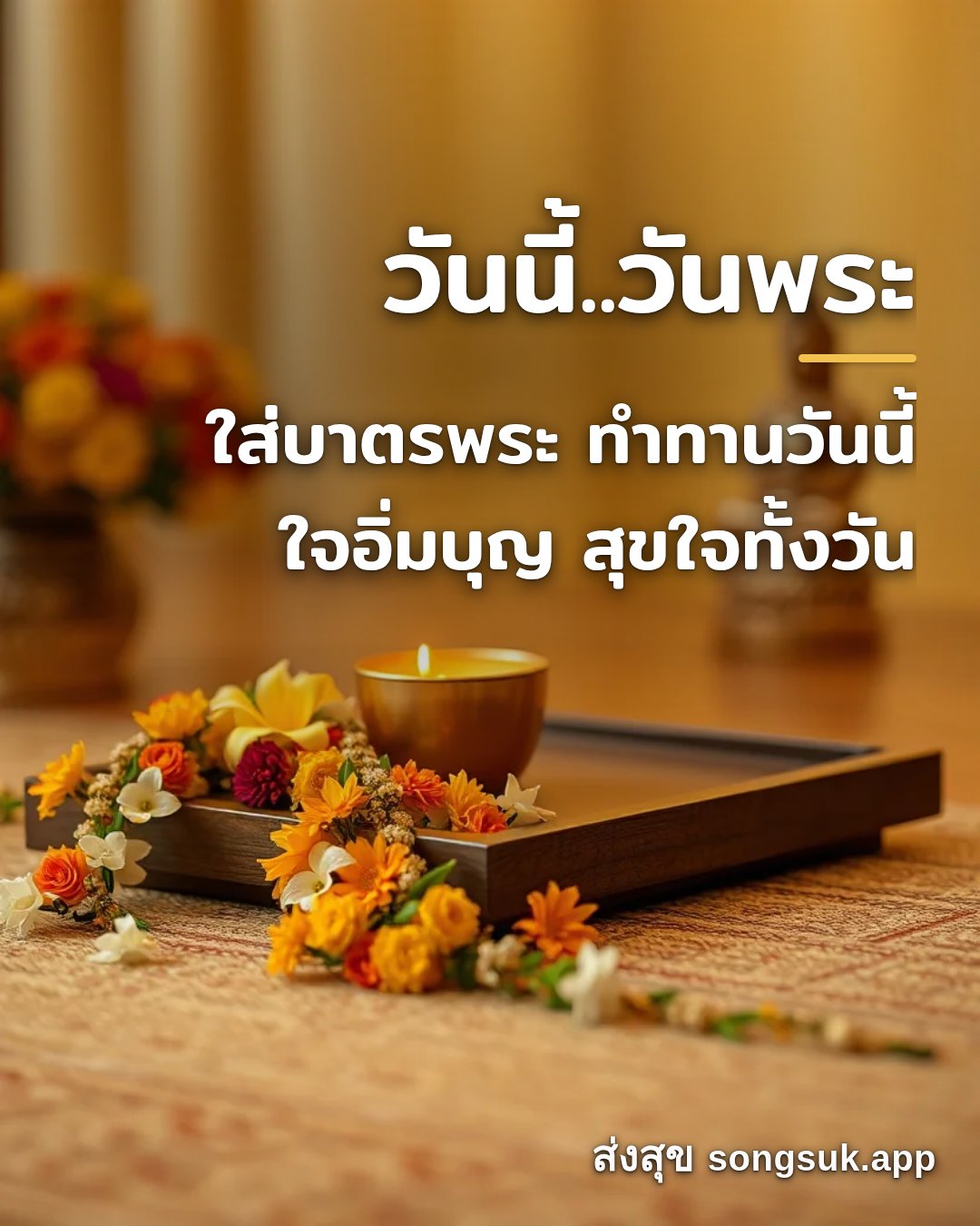 รูปอวยพร วันนี้..วันพระ
ใส่บาตรพระ ทำทานวันนี้
ใจอิ่มบุญ สุขใจทั้งวัน จากส่งสุข