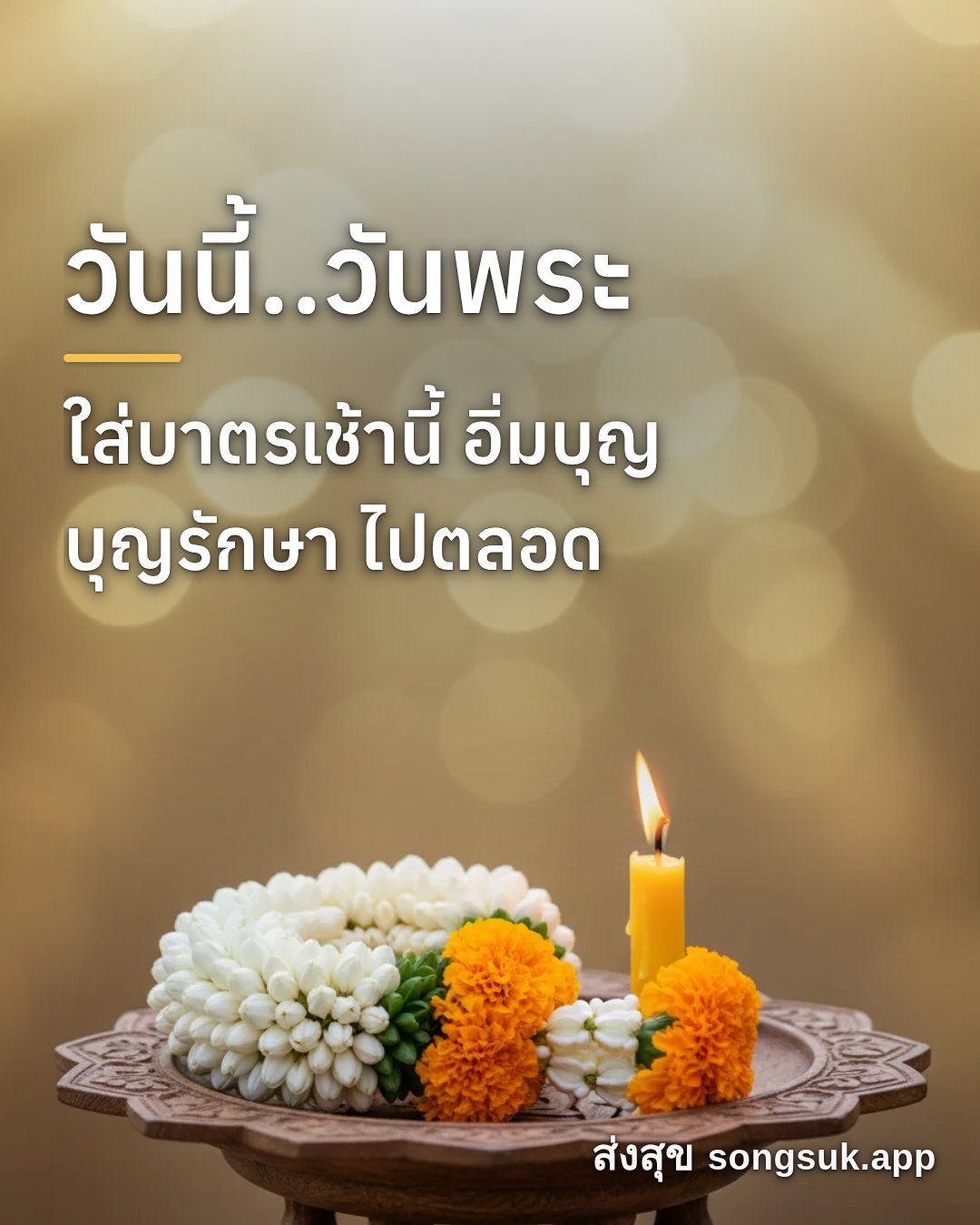 รูปอวยพร วันนี้..วันพระ
ใส่บาตรเช้านี้ อิ่มบุญ
บุญรักษา ไปตลอด จากส่งสุข