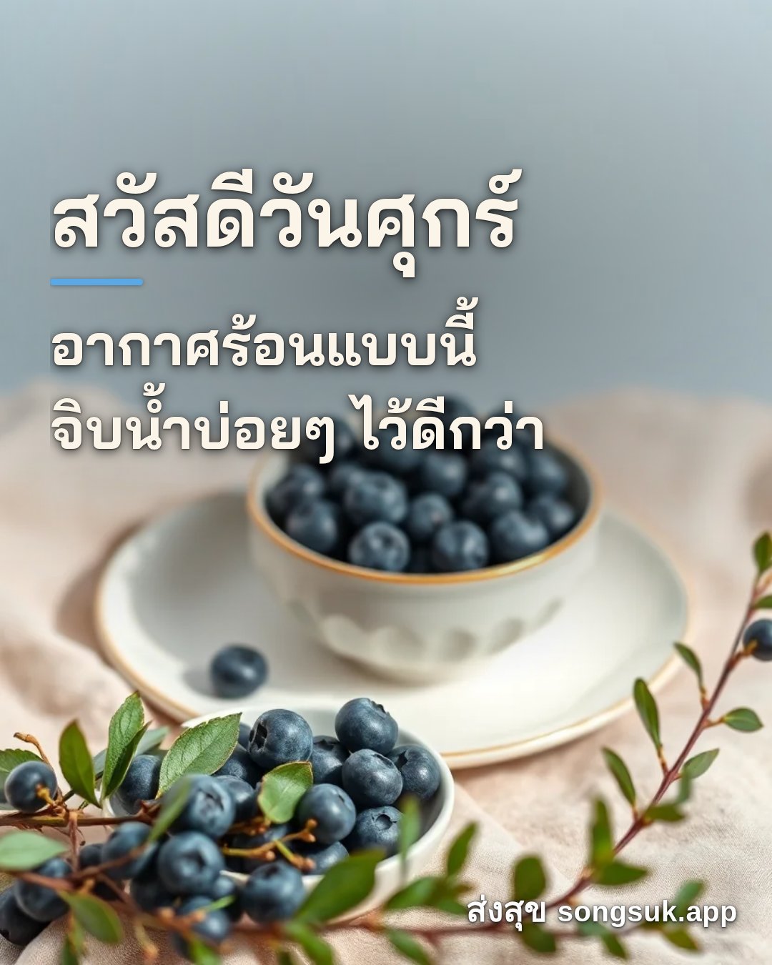 สวัสดีวันศุกร์ อากาศร้อนแบบนี้ จิบน้ำบ่อยๆ ไว้ดีกว่า