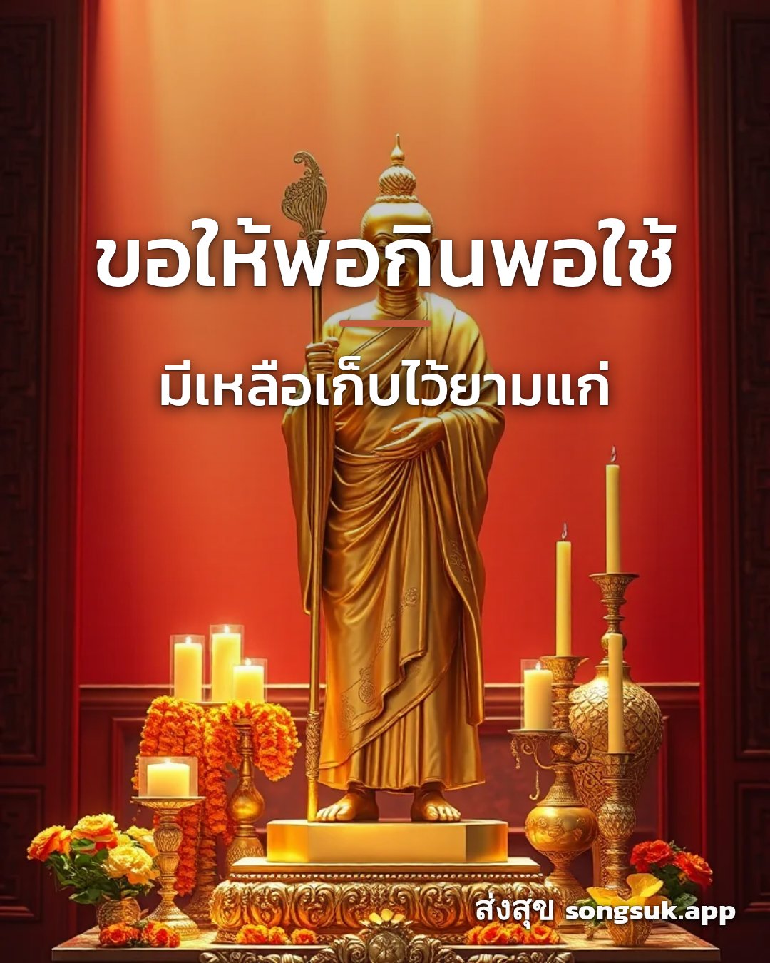 รูปอวยพร ขอให้พอกินพอใช้
มีเหลือเก็บไว้ยามแก่ จากส่งสุข