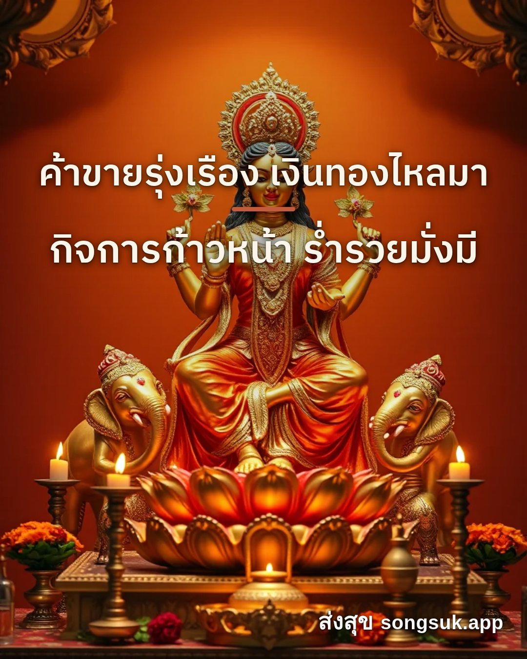 รูปอวยพร ค้าขายรุ่งเรือง เงินทองไหลมา
กิจการก้าวหน้า ร่ำรวยมั่งมี จากส่งสุข