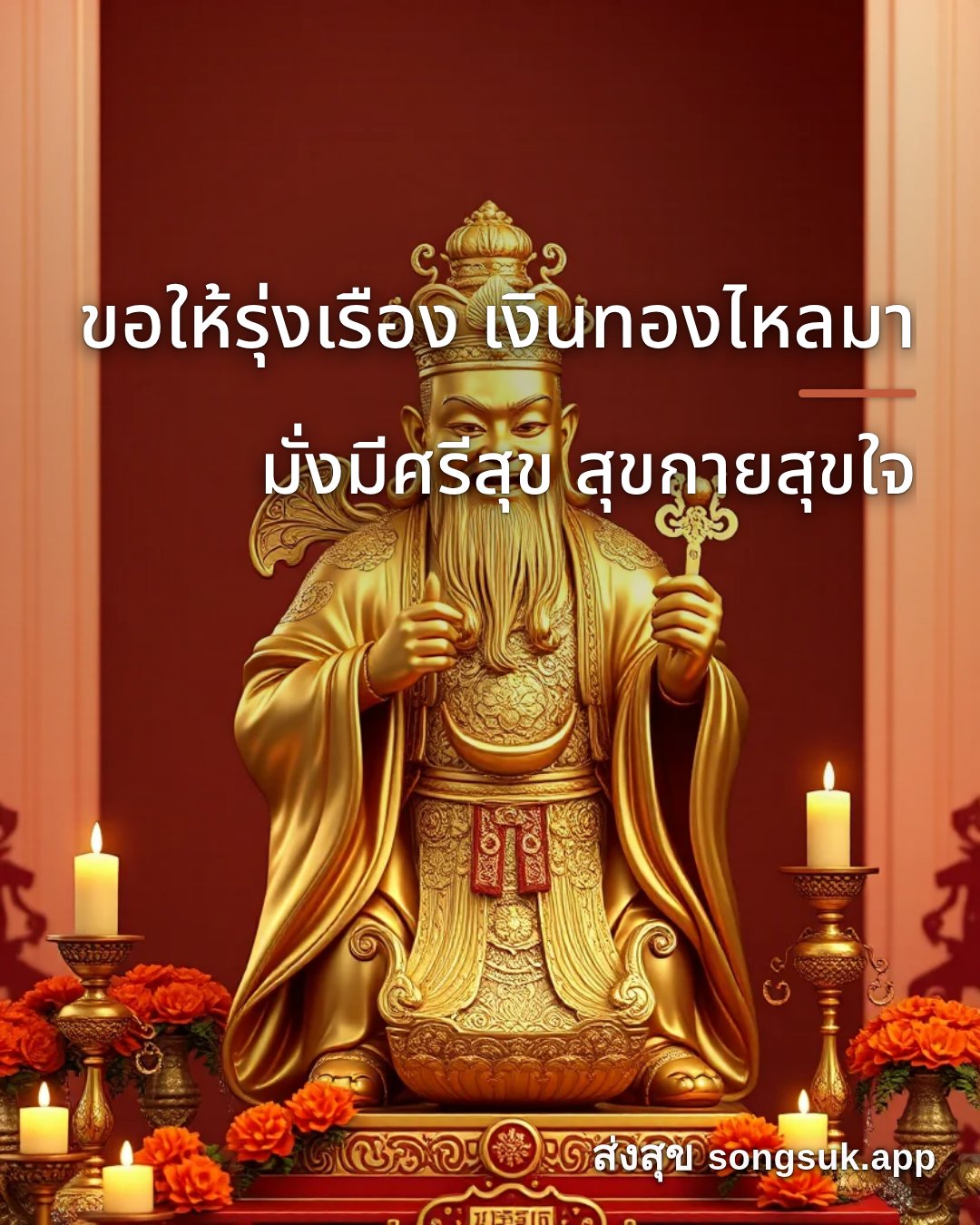 รูปอวยพร ขอให้รุ่งเรือง เงินทองไหลมา
มั่งมีศรีสุข สุขกายสุขใจ จากส่งสุข