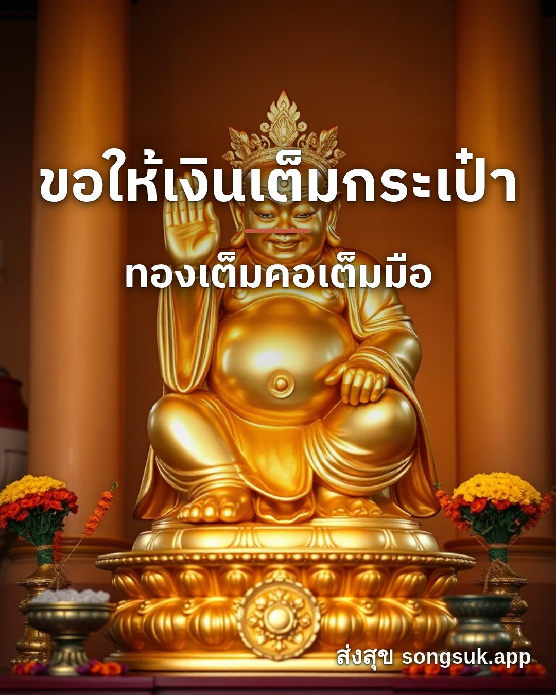 รูปอวยพร ขอให้เงินเต็มกระเป๋า
ทองเต็มคอเต็มมือ จากส่งสุข