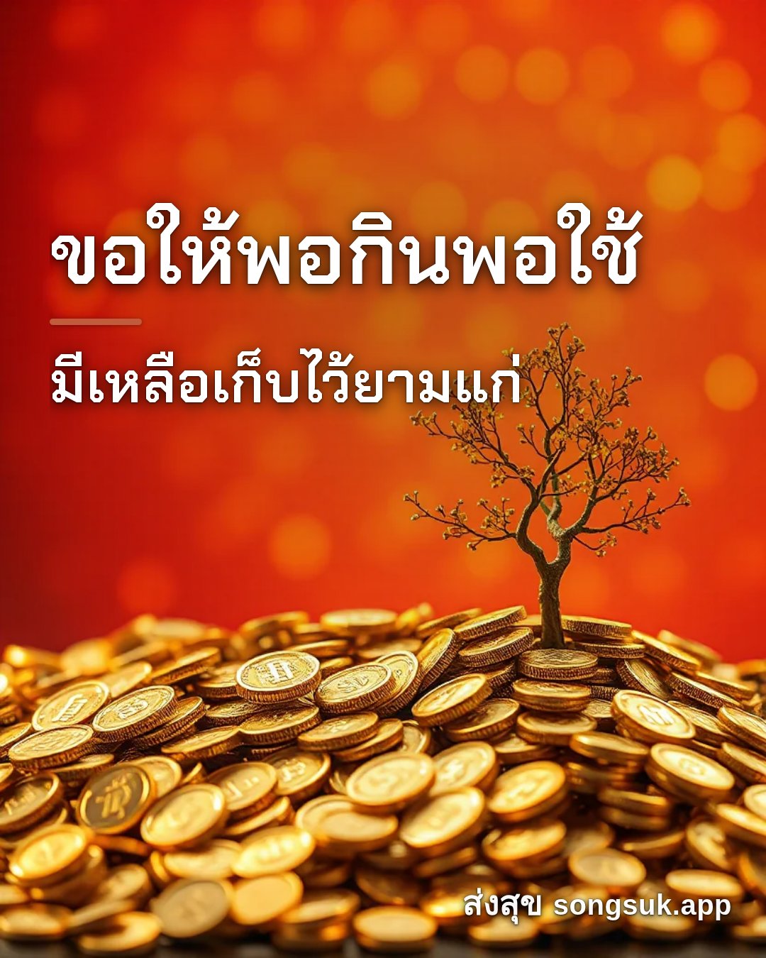 รูปอวยพร ขอให้พอกินพอใช้
มีเหลือเก็บไว้ยามแก่ จากส่งสุข