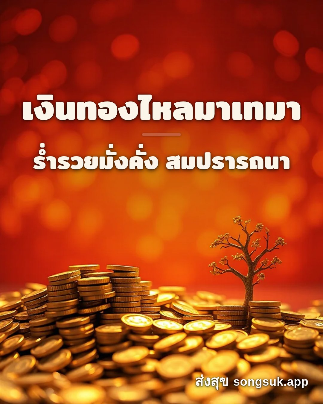 รูปอวยพร เงินทองไหลมาเทมา
ร่ำรวยมั่งคั่ง สมปรารถนา จากส่งสุข