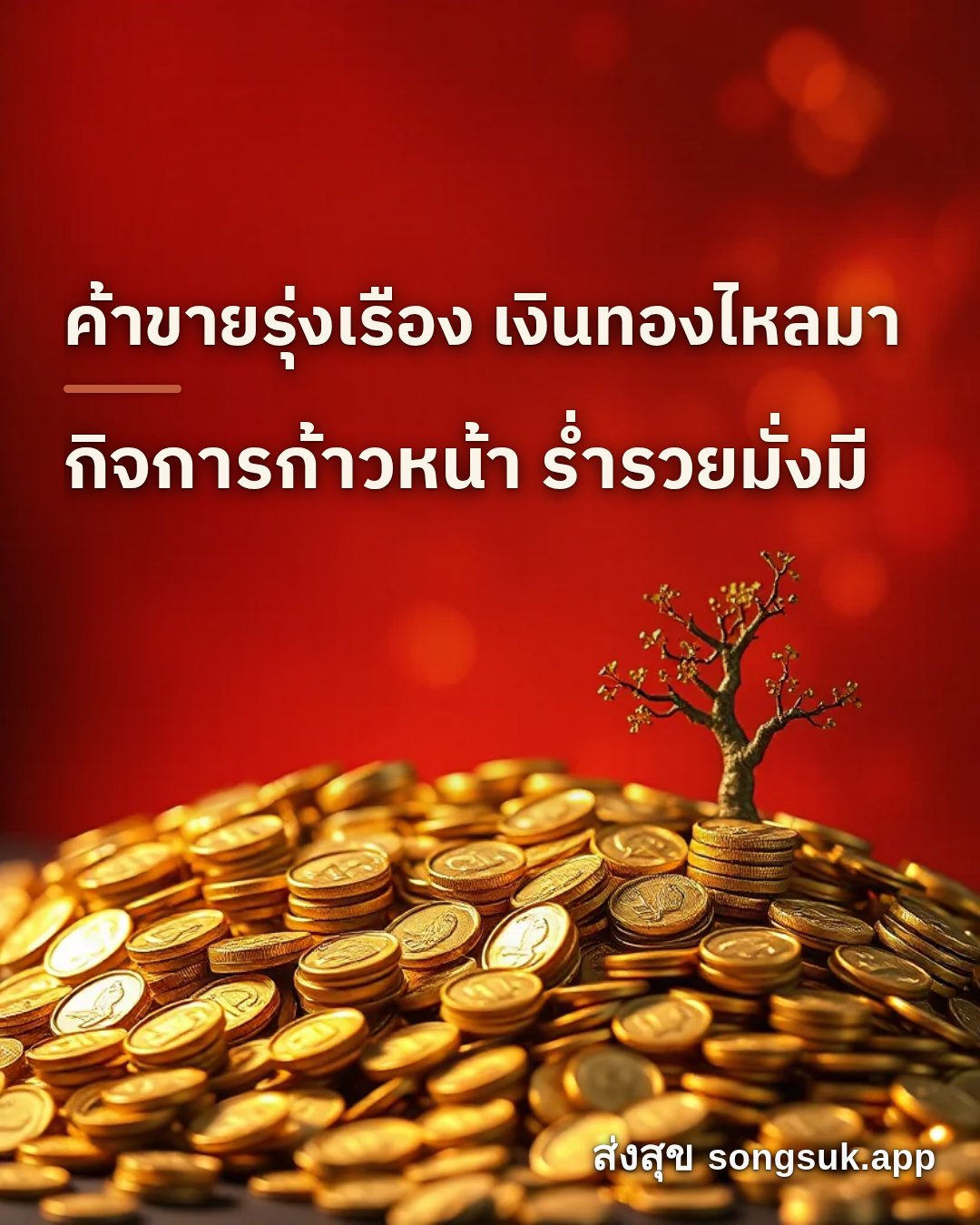 รูปอวยพร ค้าขายรุ่งเรือง เงินทองไหลมา
กิจการก้าวหน้า ร่ำรวยมั่งมี จากส่งสุข