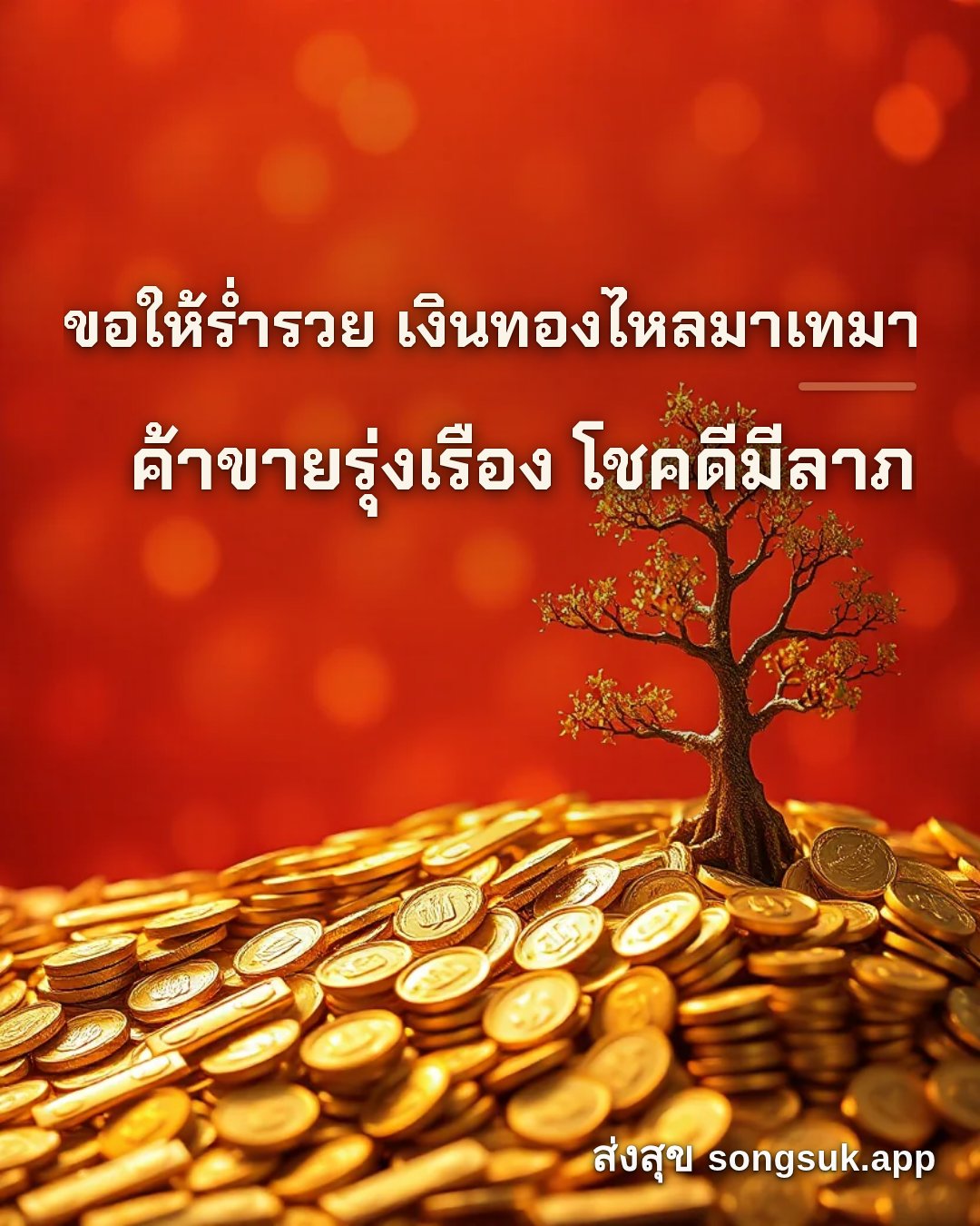 รูปอวยพร ขอให้ร่ำรวย เงินทองไหลมาเทมา
ค้าขายรุ่งเรือง โชคดีมีลาภ จากส่งสุข