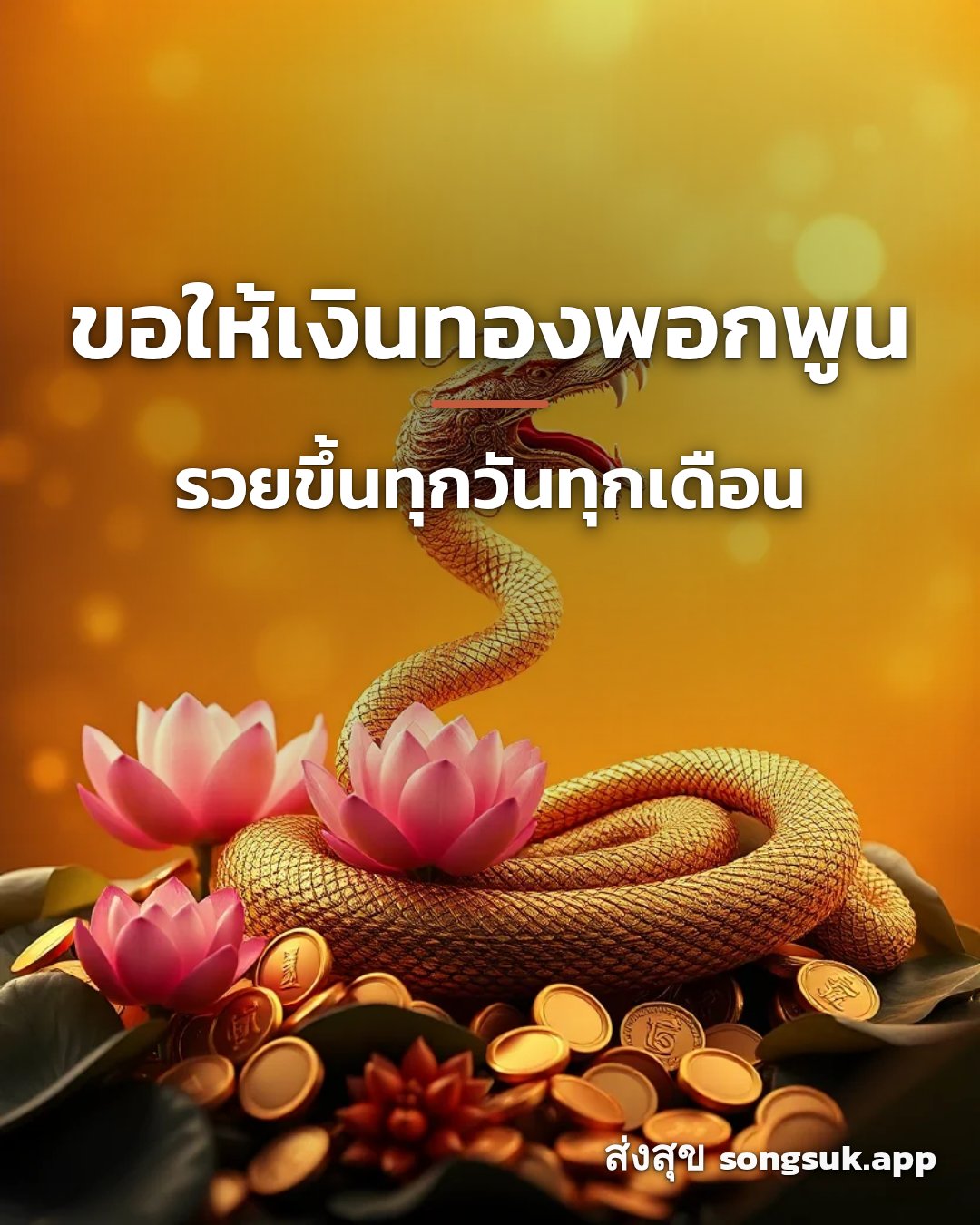 รูปอวยพร ขอให้เงินทองพอกพูน
รวยขึ้นทุกวันทุกเดือน จากส่งสุข