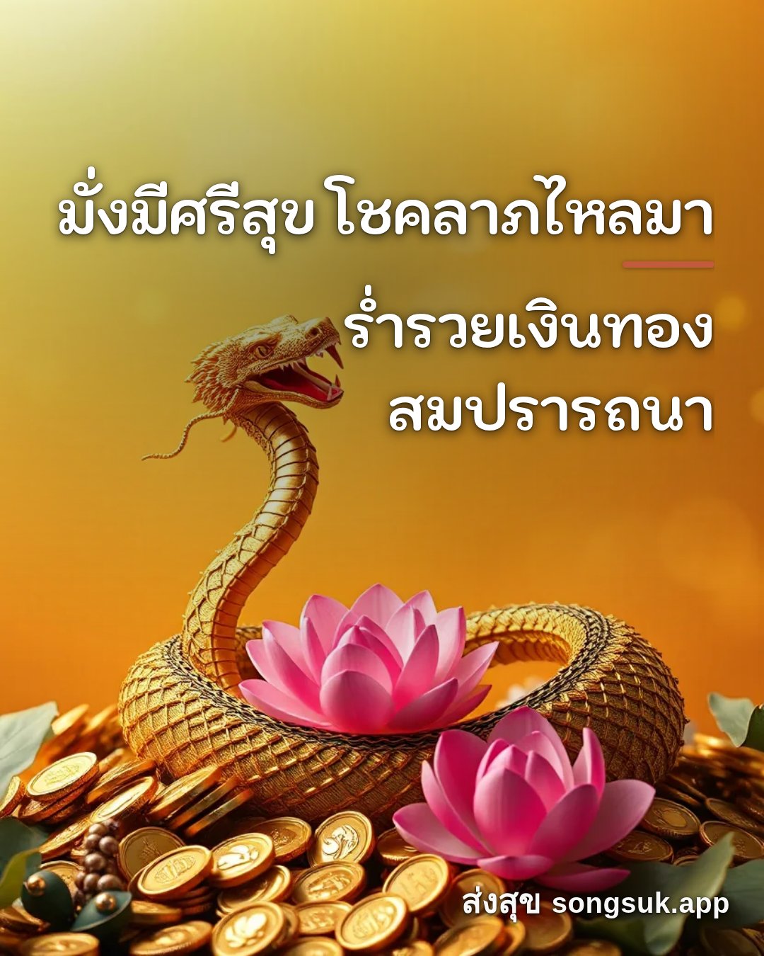 รูปอวยพร มั่งมีศรีสุข โชคลาภไหลมา
ร่ำรวยเงินทอง สมปรารถนา จากส่งสุข