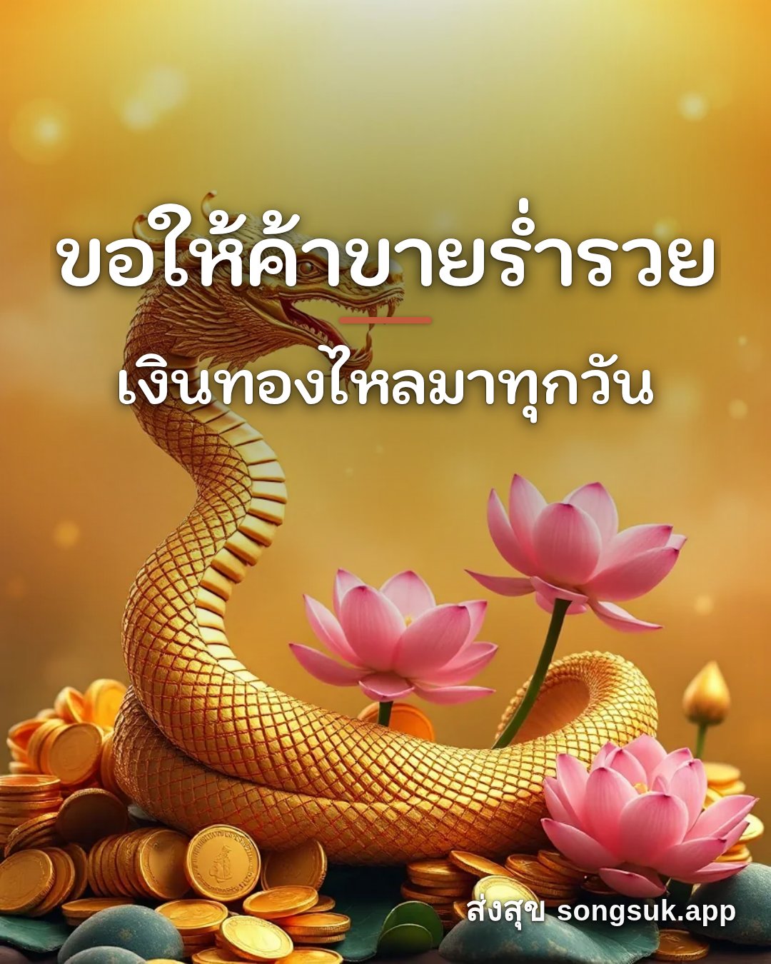 รูปอวยพร ขอให้ค้าขายร่ำรวย
เงินทองไหลมาทุกวัน จากส่งสุข